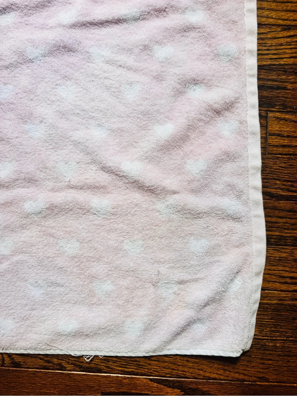 Pottery Barn Kids Pink Hooded Towel with White Hearts “Kinsley” embroidered